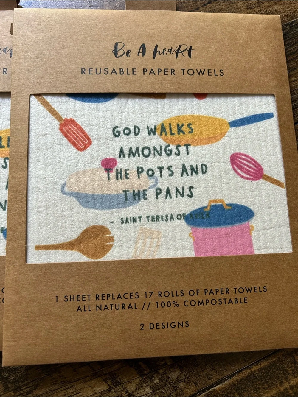 PRAYERFUL REUSABLE PAPER TOWELS 1 package of 2 different design towels NWT